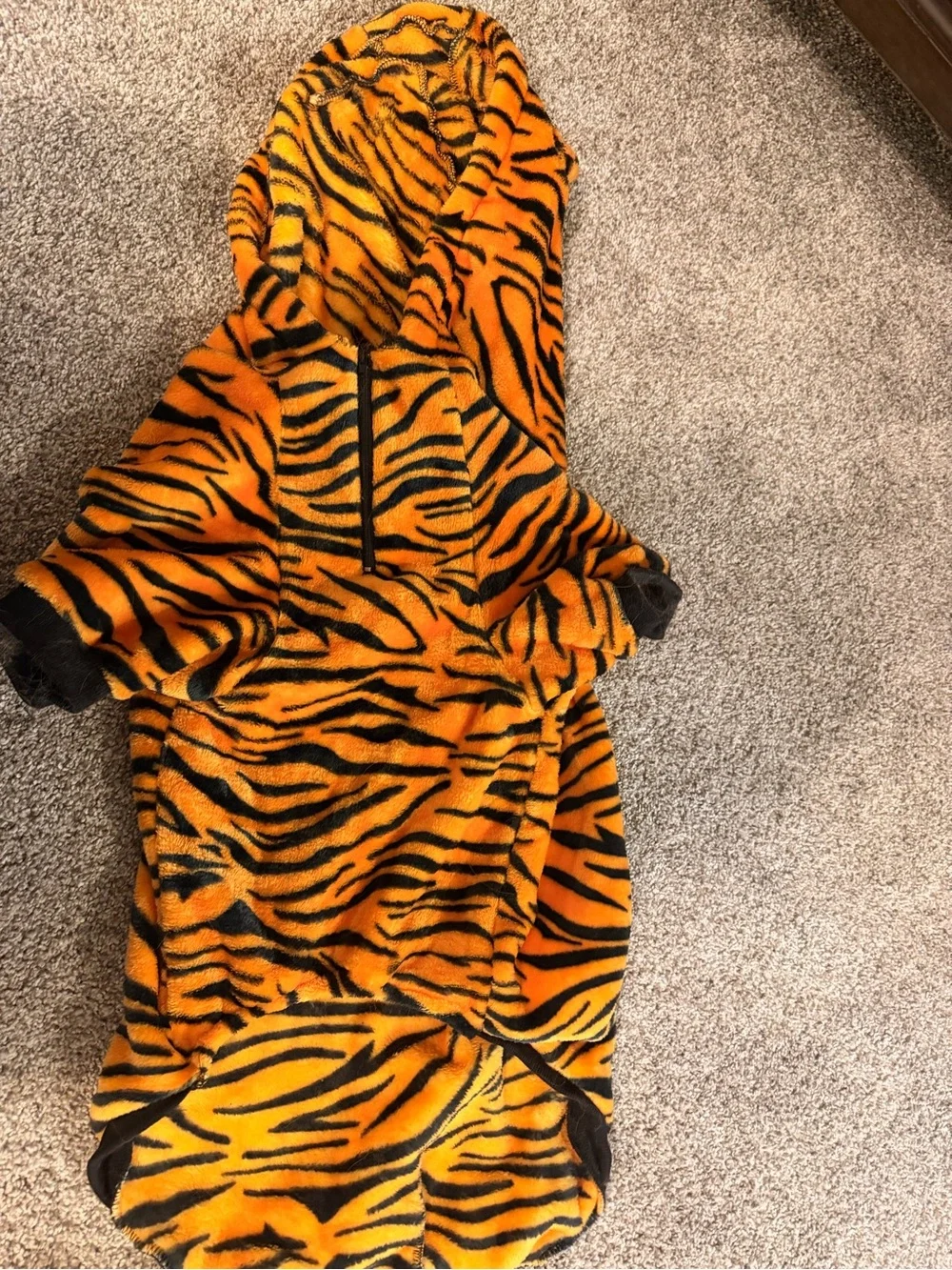 Tiger Print Orange Hooded dog costume (Halloween costume for Tigger) LARGE
